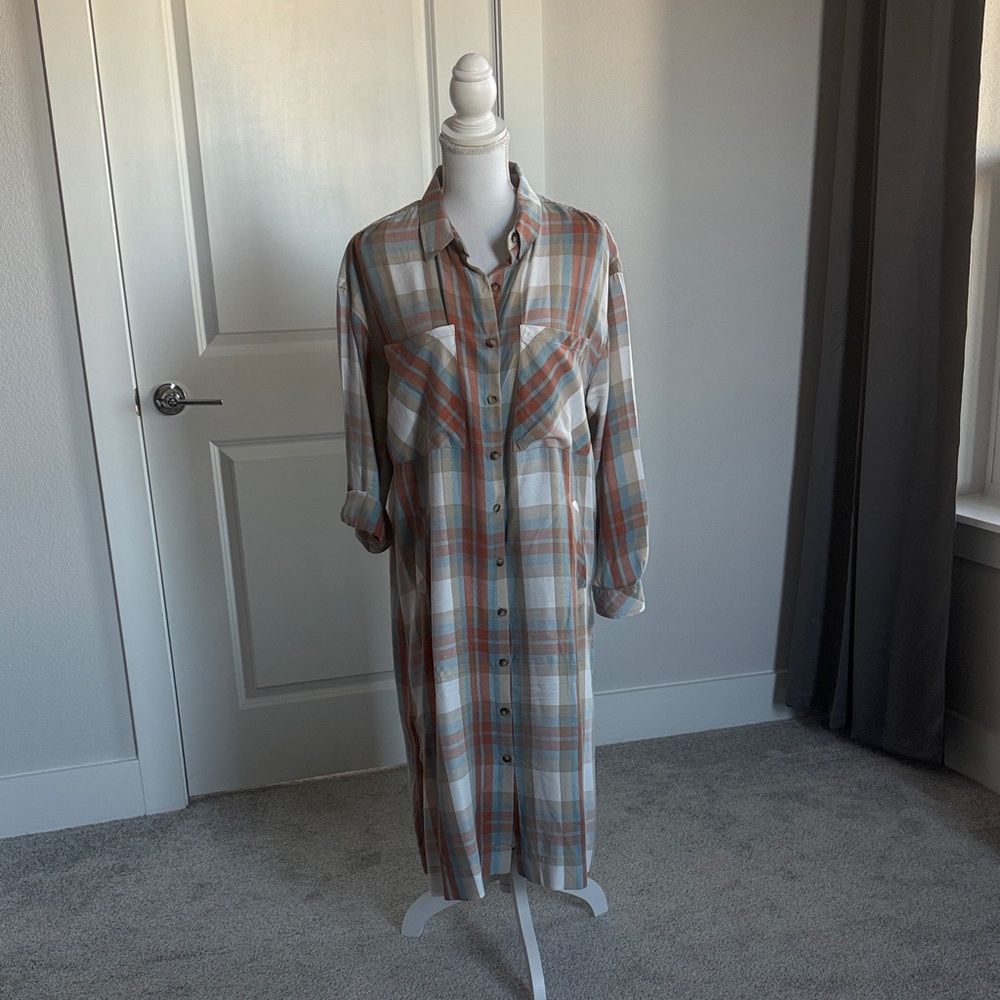 Casual Plaid Long Sleeve Dress